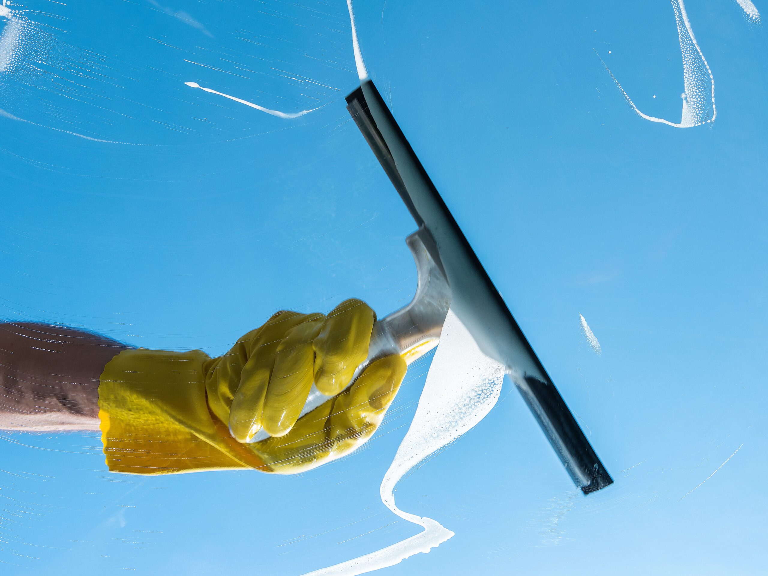 Cleaning conept - hand cleaning glass window